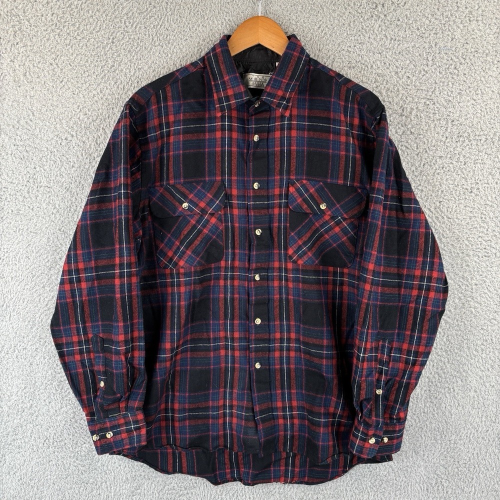 Vintage Sear Flannel Mens Large Plaid Work Shirt The Mens Store 90s Acrylic